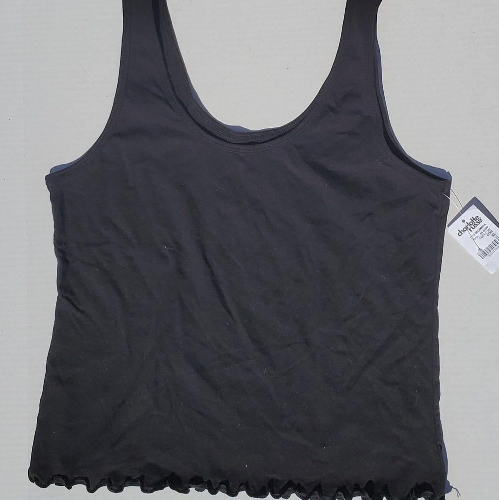 Charlotte Russe Black Fitted Tank Crop Top